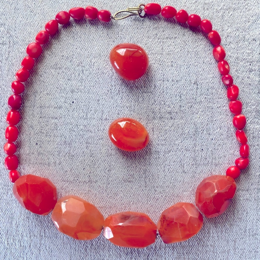 Genuine Carnelian & Coral Stone Handmade Choker